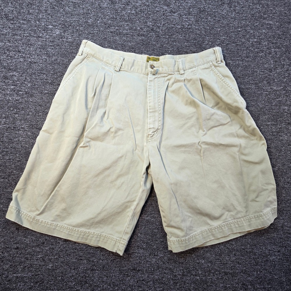 Evergreen Sport Chino Short Mens 36 Khaki Pleated Cotton Grandpacore Dadcore